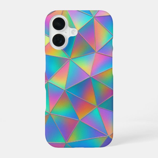 Irisierendes Polygon iPhone 16 Hülle (Rückseite)