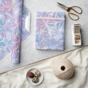 Irisierendes schimmerndes Schneeflockenmuster Geschenkpapier