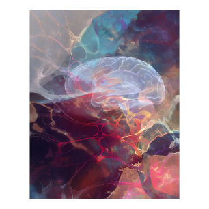 Iriszierender Gehirnnebel - Neuronales Leuchten Ku Fotodruck