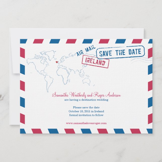 Irland Air Mail Wedding Save the Date (Vorderseite)