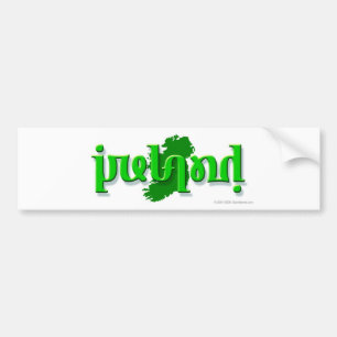 "Irland" ambigram auf einer Silhouette von Irland Autoaufkleber