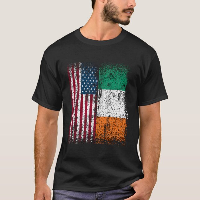 Irland American Flag Gift American Geboren Irish I T-Shirt (Vorderseite)