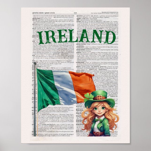 IRLAND — Art der Wörterbuchseite Poster (Vorne)