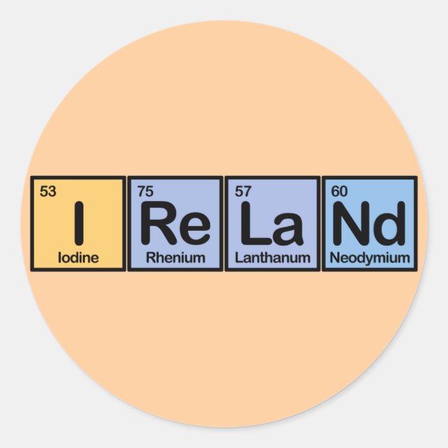 Irland aus Elementen Runder Aufkleber (Vorderseite)