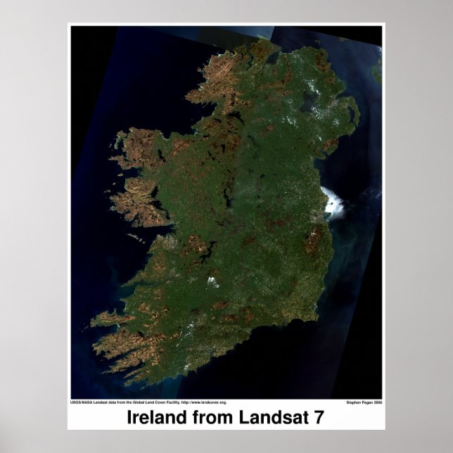 Irland aus Landsat 7 Poster (Vorne)