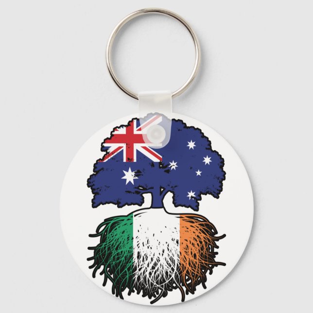 Irland - Australisches Tree Roots-Flag Schlüsselanhänger (Vorderseite)