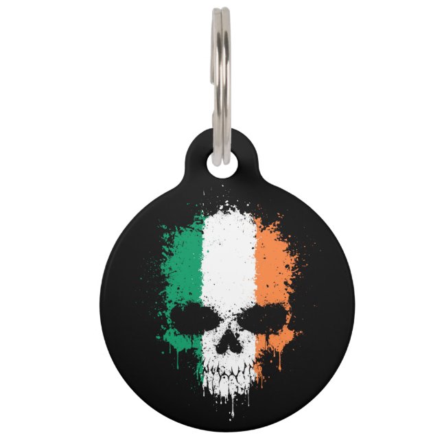Irland-Bratenfett-Spritzer-Schädel Haustiermarke (Vorderseite)
