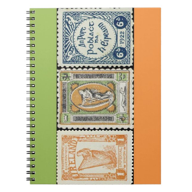 Irland-Briefmarken-gewundenes Notizbuch Notizblock (Vorderseite)