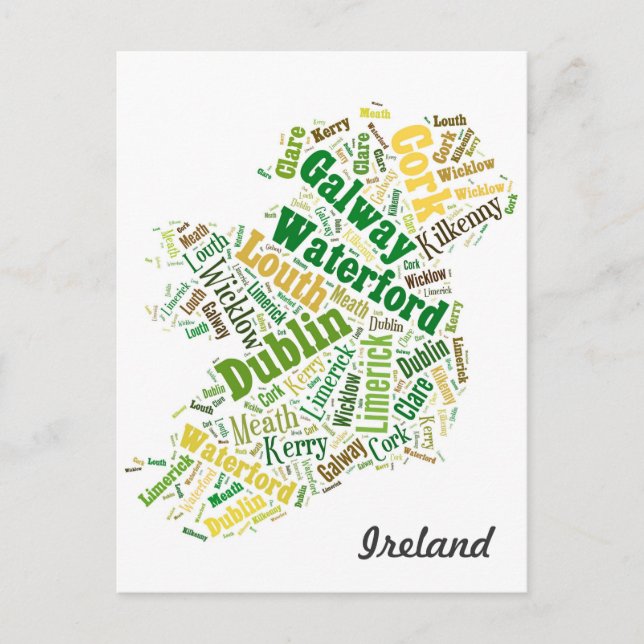 Irland Cities Word Art Postkarte (Vorderseite)