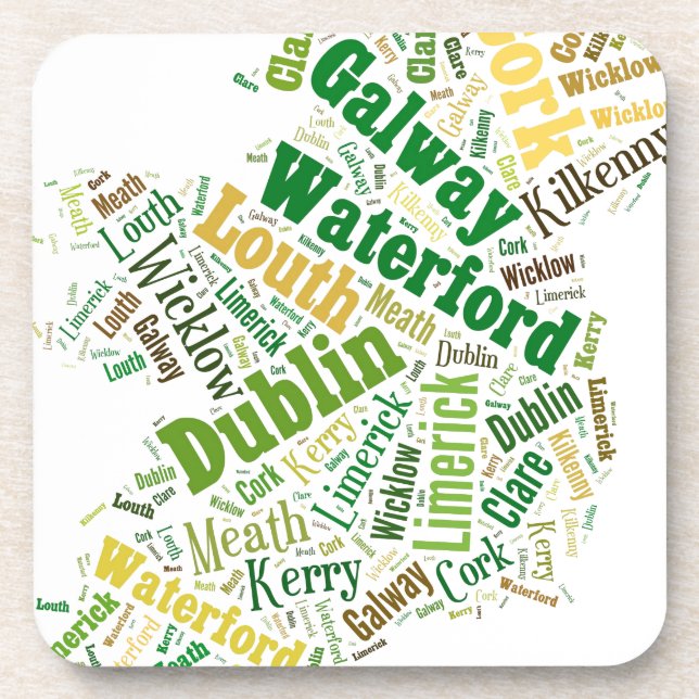 Irland Cities Word Art Untersetzer (Vorderseite)