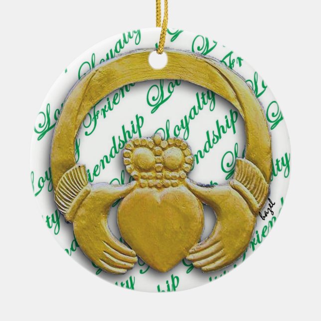 Irland Claddagh, irische Weihnachtsverzierung Keramik Ornament (Vorne)