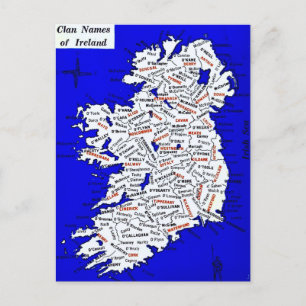 Irland Clannennamen Vintage-Karte Postkarte