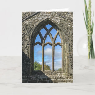 Irland   Claregalway Franziskanerkloster Fenster Karte