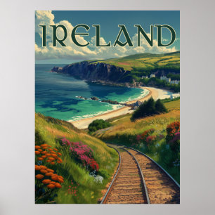 Irland Coastline Vintage Travel Poster