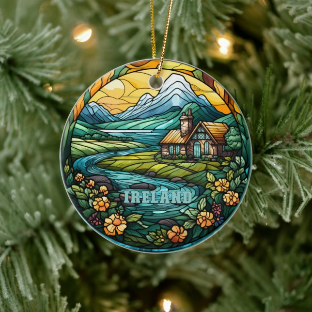 Irland Country House Souvenir Keramik Ornament (Baum)