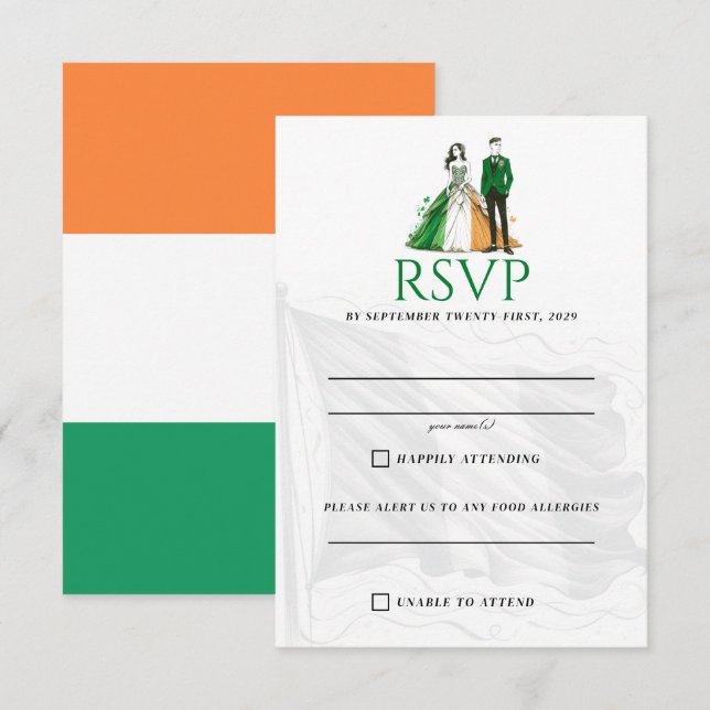 Irland Couple RSVP Card Karte (Vorne/Hinten)