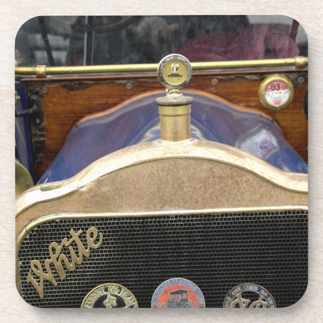 Irland, Dublin. Vintages Auto, Weiß 2 Untersetzer (Vorderseite)