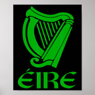 Irland Eire Eireann Irischer Stolz Gälischer Harp Poster