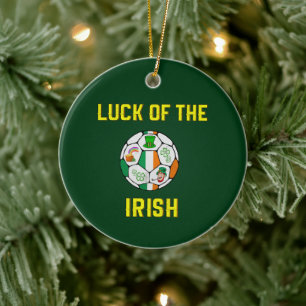 Irland Flag Fußball-Ball - Glück der Iren Keramik Ornament