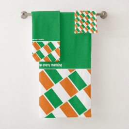 IRLAND FLAG Personalisierte Schrift GRÜNE Badhandtuch Set