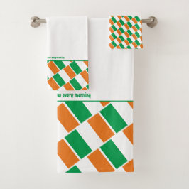 IRLAND FLAG Personalisierte Schrift WEISS Badhandtuch Set