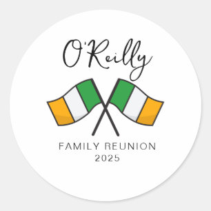 Irland-Flagge Familientreffen Runder Aufkleber