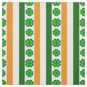 Irland (Flagge/orange, weiß und grün), Kleeblätter Stoff