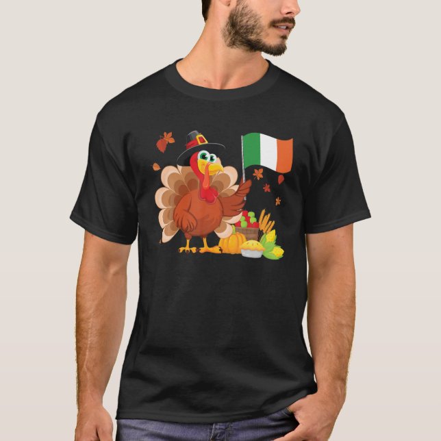Irland Flaggen Erntedank Irisch Niedlich Türkei Fa T-Shirt (Vorderseite)
