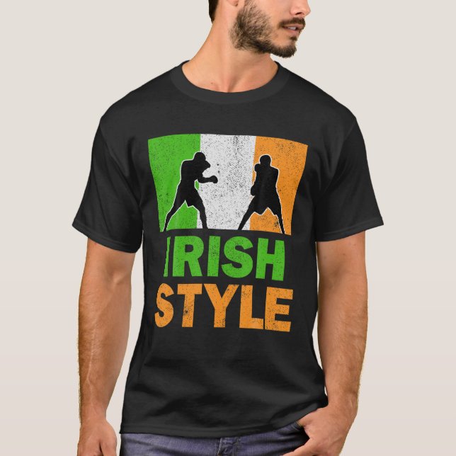 Irland Flaggen Irish Boxing Vintag T-Shirt (Vorderseite)