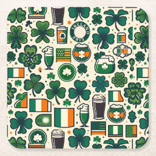 Irland Flaggen Irish Kleeblatt Celtic St Patricks Rechteckiger Pappuntersetzer