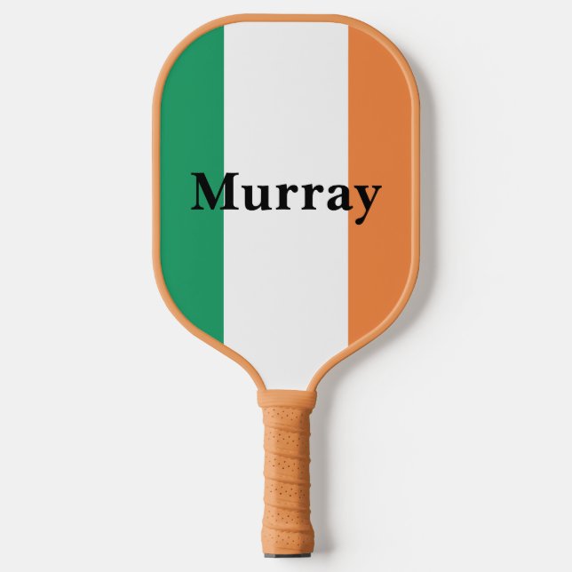 Irland Flaggenfarben Irischer Nachname Benutzerdef Pickleball Schläger (Vorderseite)