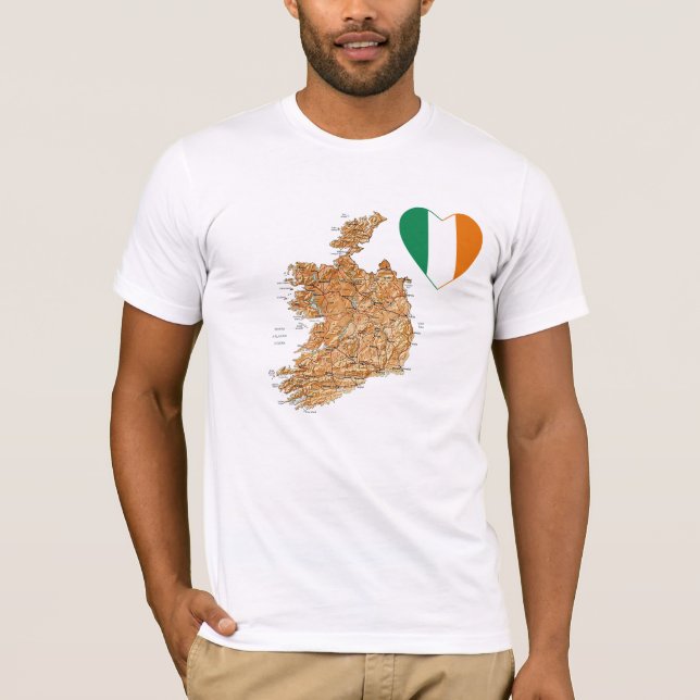 Irland Flaggenherz und T - Shirt Karte (Vorderseite)