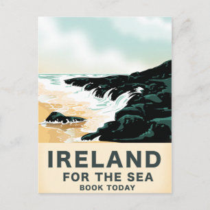 Irland "For Sea" Nautical travel poster Postkarte