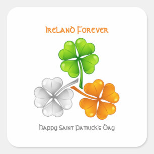 Irland Forever Lucky Kleeblatt Quadratischer Aufkleber