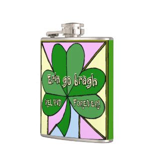 IRLAND FRÜHER /ERIN GEHEN MIT KLEEBLATT FLASCHE FLACHMANN