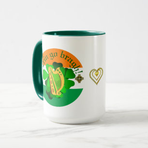 Irland für immer/Erin go bragh/Harfe/Flagge/Herz Tasse