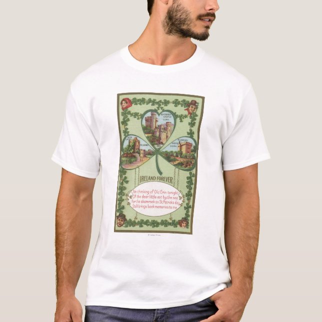 Irland für immer - Korken und Killarney-Schlösser T-Shirt (Vorderseite)