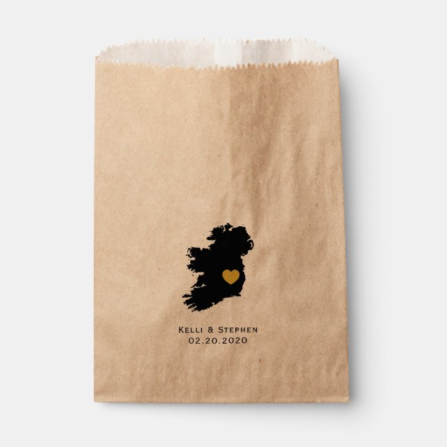Irland Gastgeschenk Hochzeit Leckerei Säcke, Karte Geschenktütchen (Vorderseite)