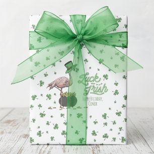 Irland Glück Flamingo Kleeblatt Geschenkpapier