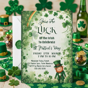 Irland Glück Shamrocks Regenbogen Leprechaun Funky Einladung