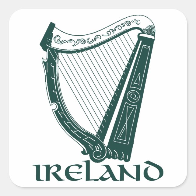 Irland Harp Design, Irish Harp Quadratischer Aufkleber (Vorderseite)