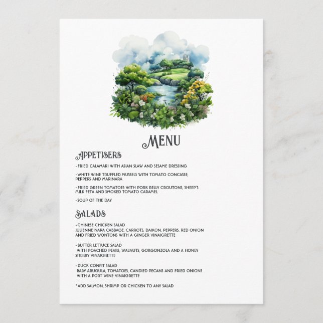 Irland Hochzeit in Urlaubsort Menükarte (Vorderseite)