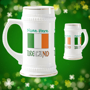 Irland Irische Flagge Grüne Personalisierung  Bierglas