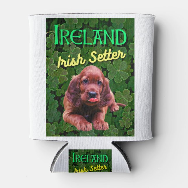 Irland Irish Setter Clovers Kleeblatts Dosenkühler (Vorderseite)