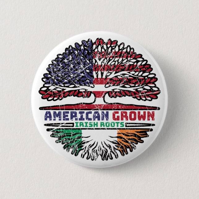 Irland Irish US USA United Staaten Tree Button (Vorderseite)