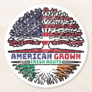 Irland Irish US USA United Staaten Tree Runder Pappuntersetzer