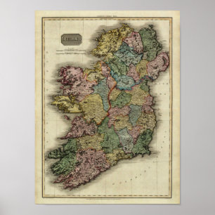 Irland-Karte 1813 durch John Pinkerton Poster