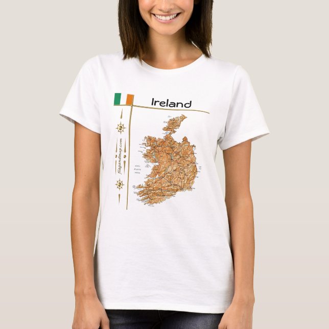 Irland Karte + Flagge + T - Shirt (Vorderseite)