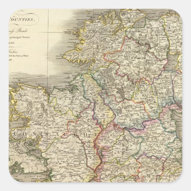 Irland-Karte Quadratischer Aufkleber (Vorderseite)