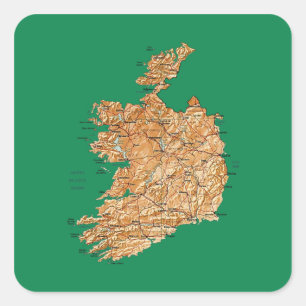 Irland-Kartenaufkleber Quadratischer Aufkleber